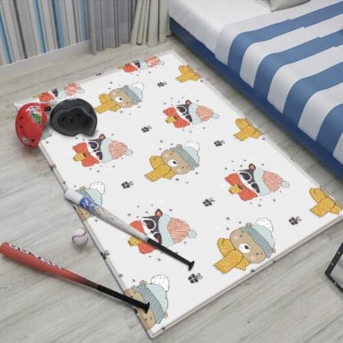 Hot Sale Cute Cartoon Animal Children Comfortable Carpet Non-Slip Children Flannel Carpet Baby Hand Print Carpet Baby Play Mat
