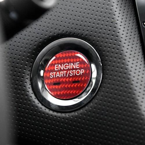 For Cadillac XTS CT6 XT5 SRX CTS Real Carbon Fiber Car Engine Start Stop Switch Button Trim Cover Stickers Decals Auto Styling