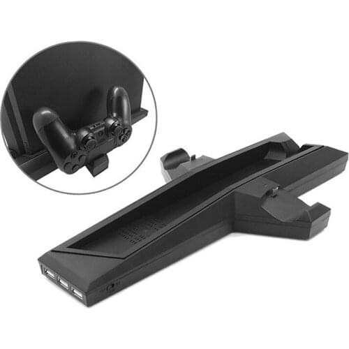 For PS4 / PS4 Slim Console Multi-function Fan Cooling Bracket For PS4 Dual Controller Charger Dock Station Slim Vertical Stand