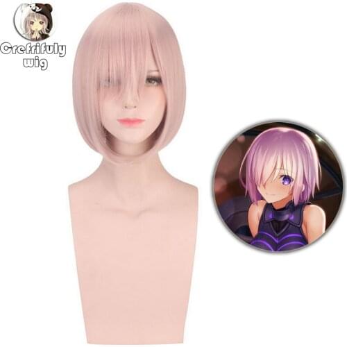 FGO Fate/Grand Order Matthew Kyrielite Light Pink Short Bob Wig Cosplay Costume 30cm Synthetic Hair Party Wigs For Women