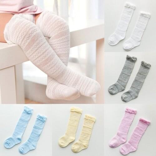 Baby Long Tube Kids Leg Warmers Socks Baby Girls Socks Knee High with Bows Cute Pure cotton net and breathable socks