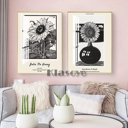 Julie De Graag Sunflower Black White Art Prints Poster Samuel Jessurun De Mesquita Zonnebloem Retro Canvas Painting Home Decor