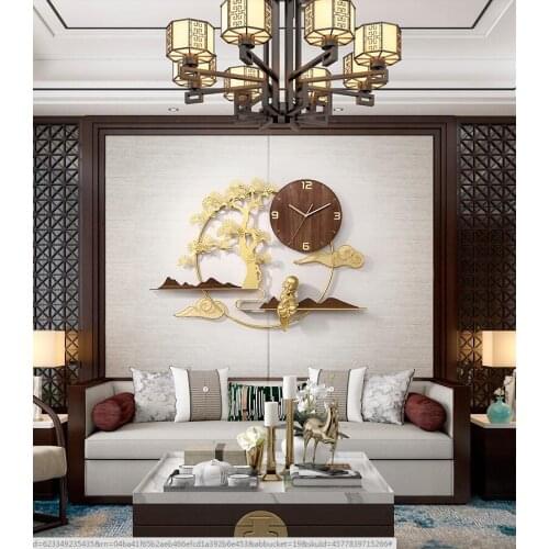Chinese Painting Wrought Iron Wall Clocks Wall Ornaments Home Livingroom Wall Mural Decoration Hotel Club Wall Sticker Crafts
