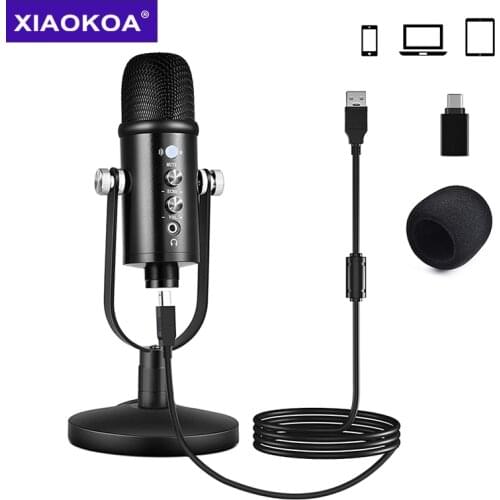 USB Microphone, Condenser Gaming Mic with Monitor Headphone Jack, PC Podcast Mic for Recording Streaming with Headphone Output V