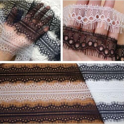 3 Meters 6cm Width Navy Blue Black White Lace Fabric Trim Wedding Decoration Sewing Lace Applique Eyelashes Lace Ribbon