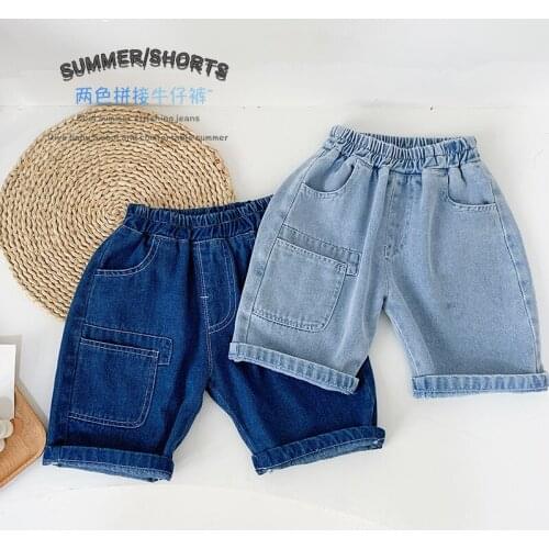 2021 Summer New Baby Shorts 2 3 4 5 6 7 Years Baby Boys Korean Style Denim Shorts Casual Loose Solid Jeans Shorts for Boys Pants