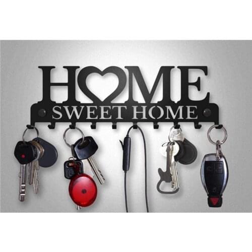 Hot-selling Wall Mount Sweet Home Organizer 10 Hook Rack Vintage Decor Metal Hanger Key Holder