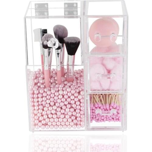 Multi-function Acrylic Makeup Organizer Makeup Brush Display Box Cosmetics Tools Storage Holder Jewelry Accessory Case Casket