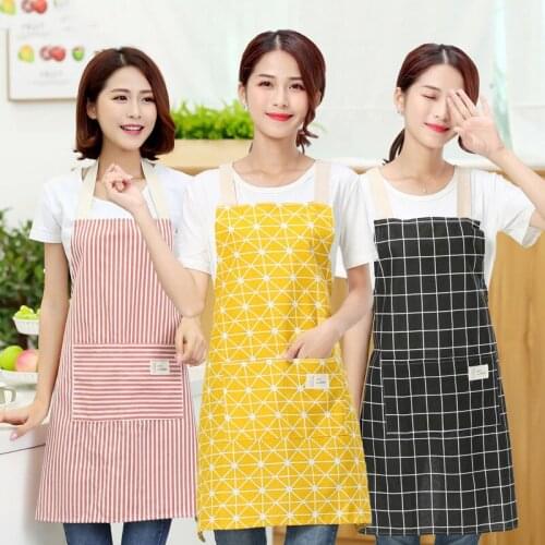 Fashion Lady Women Men Adjustable Cotton Linen Kitchen Apron For Cooking Baking Restaurant Pinafore