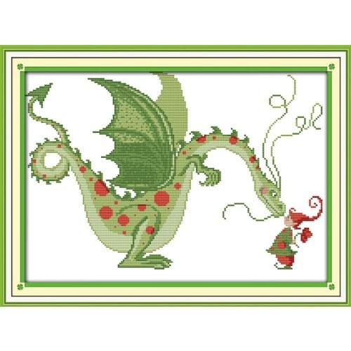 Dinosaurs and elve cross stitch kit cartoon 14ct 11ct count print canvas stitching embroidery DIY handmade needlework