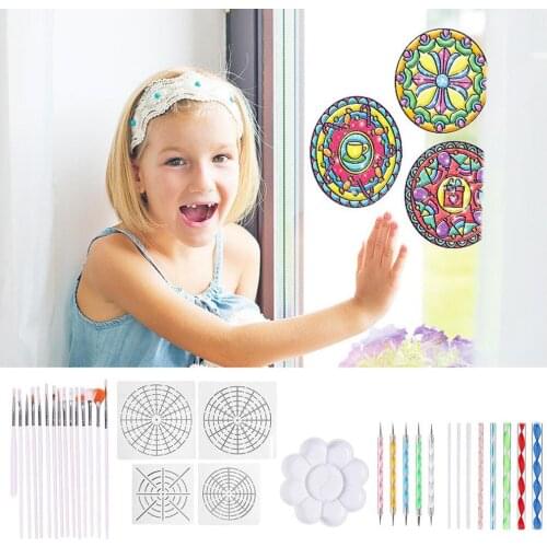 Mandala Dotting Tools Set Dotting Pens Brush Mandala Stencil Kit for DIY Modeling Clay Painting Drawing Drafting Nail Art Tools