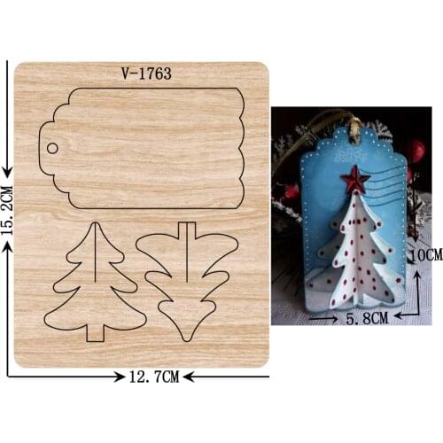 New Christmas tree card wooden dies cutting dies for scrapbooking Multiple sizes V-1763