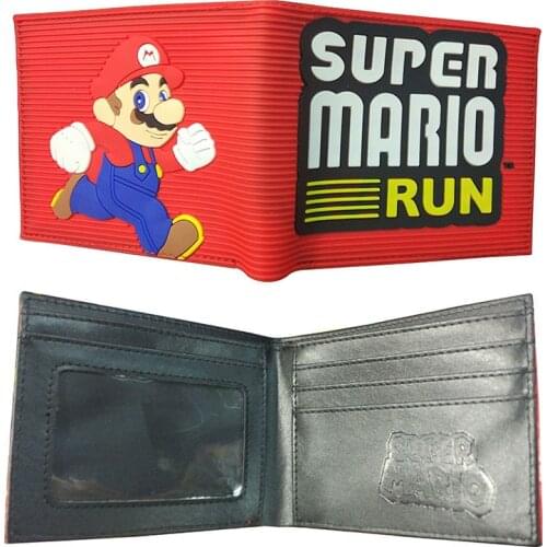New Super Mario PU Wallet Short Bifold Photo Card Holder Layers Purse Boys Girls Coin Pocket Leather Cartoon Wallets Gift