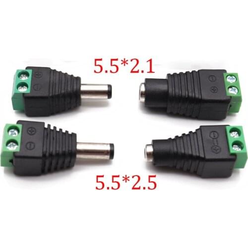 New DC Power Socket 5.5X2.1,5.5X2.5 mm 12V DC Power Interface Male And Female Plug Connector Special Wholesale
