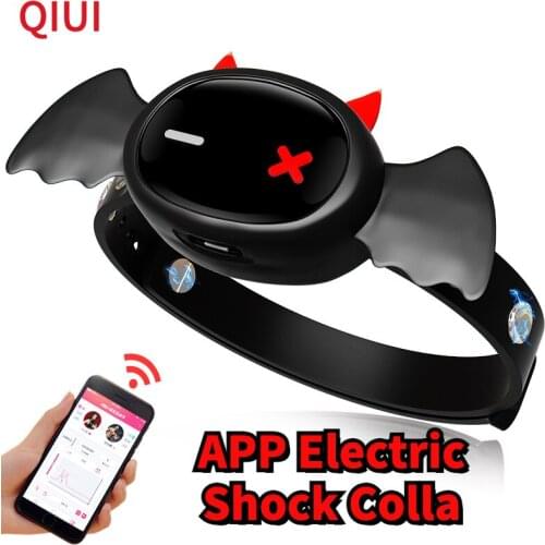QIUI Little Devil Electric Shock Collar APP Control BDSM Fetish Slave Restraint Electric Shock Collars Adult Game Sex Toys