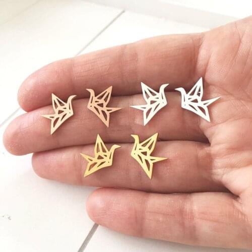 Origami Bird Earrings Stainless Steel Origami Animal Small Earring Womens Fashion Accessories 2019 Best Friend Gifts Bff