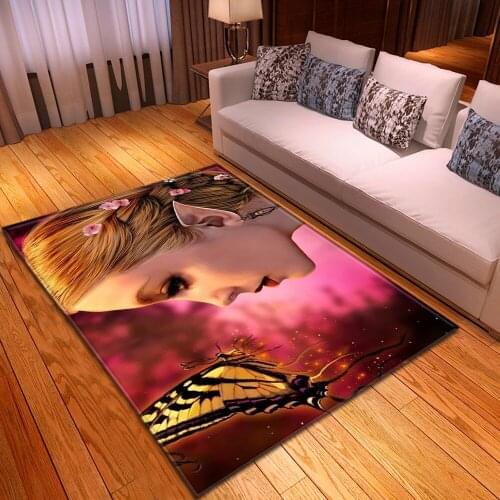 Modern Cute Child Mats 3D Dream Butterfly Girl Rugs Home Decor Carpets for Living Room Bedroom Area Rug Flannel Kids play Carpet