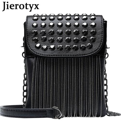 JIEROTYX Fringed with Diamonds Womens Bag Messenger Bags Designer 2020 Fashion Chain Female Shoulder Bag High Quality Wholesale