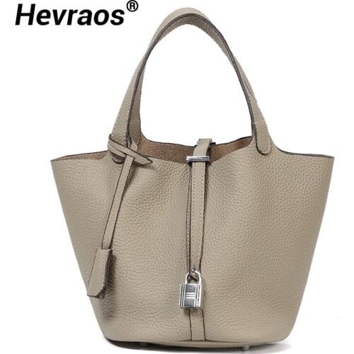 Genuine Leather Bags for Women Small Bucket Handbags Womens Tote bag Ladies Shoulder Bag Bolsos 2021 Women Handbag Famous Brand