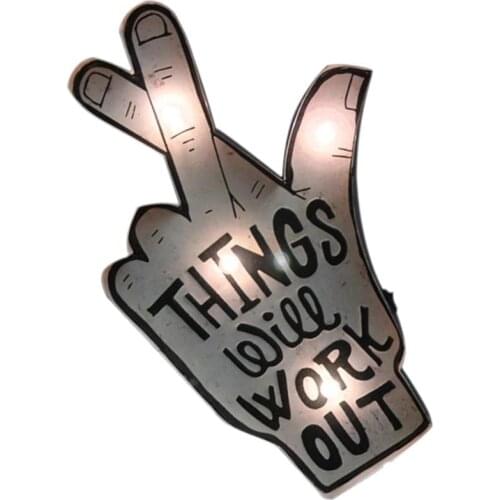Mycyk LED lights "Things wiee work out" American retro wrought iron wall decoration motto wall decoration coffee shop bar lamps
