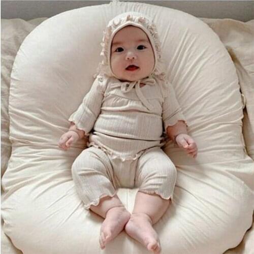 Spring Summer Infant Baby Clothes Kids Girl Nighty Suit Clothes Baby Girls Long Sleeve Pure Color T-shirt + Pants Suit Clothing