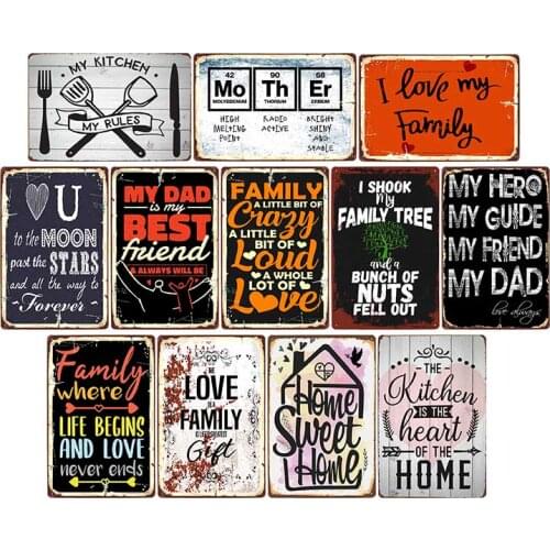 Family Vintage Signs Metal Plates Tin Plaque Retro IronPainting Pub Cafe Funny Poster Wall Art Decorative Home Decor 20*30cm