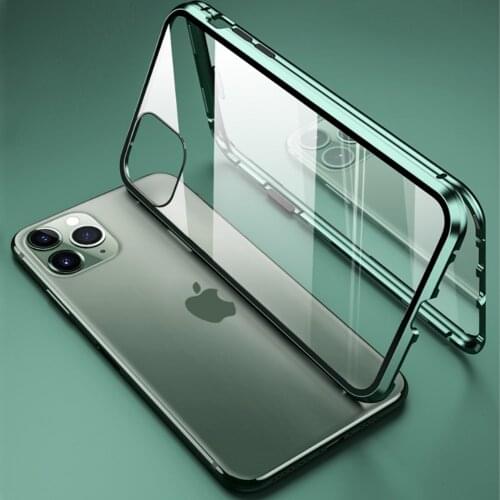 Tempered Glass Clear Magnetic Adsorption Metal Flip Mobile Phone Case For iPhone 11 Pro XS Max 6 7 8 Plus X XR For iPhon Cover