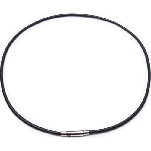 MANGOSKY Hypoallergenic silicone chain stainless steel lobster buckle necklace leather rope leather Amazon hot sale