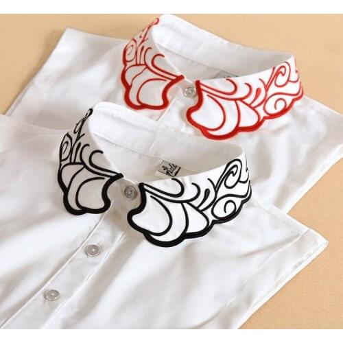Women Cotton Fake Collar Fashion Shirt Blouse Tops Decor Vintage Detachable Shirt Collar False Collar Lapel Blouse Neckwear