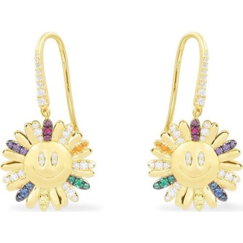 925 sterling silver sunflower smile earrings for ladies, free delivery