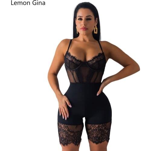 Lemon Gina Girdle Body Cartilage Strap Lace Casual Sexy Jumpsuit