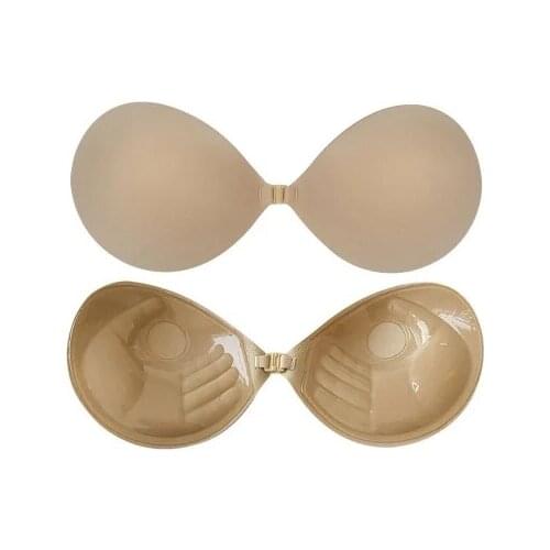 Women Self Adhesive Strapless Bandage Blackless Solid Bra Stick Gel Silicone Push Up Finger Shape Invisible Massage Bra