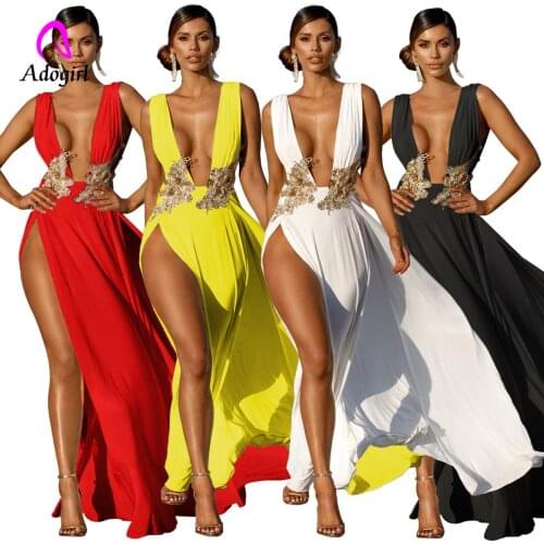 Off Shoulder Women Evening Party Dress 2021 Summer Deep V Neck Sexy Backless High Slit Long Maxi Dress Fashion Festival Vestidos