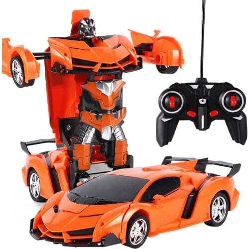 1：18 Electrical Remote Control Automatic Car1 Button Remote Control Deformable Vehicle Robot Kids toys