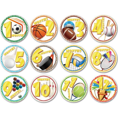 12 Pcs Animal First Year Monthly Milestone Photo Sharing Baby Belly Stickers 1-12 Months for Photo Keepsake Photo Accessories