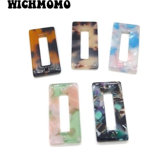 2019 New 4 Pieces 35mm High Quality Rectangular Acetic Acid Resin Smooth Charms Connectors for DIY Earring Jewelry Accessories