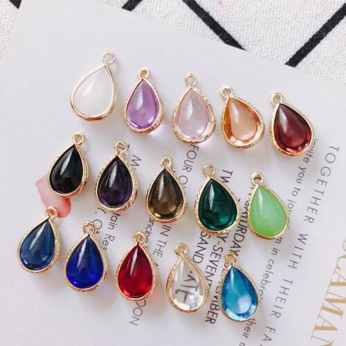 6 pieces / lot glassWater drop shapebead caps earings fashion connectors for jewelry making supplies