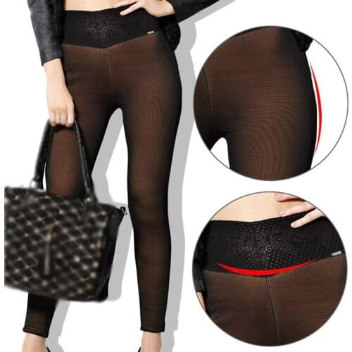 Seamless High Waist Leggings Solid Color High Elasticity Plus Size Inner Rabbit Fur Knee Pads Warm Velvet Pants Leggings