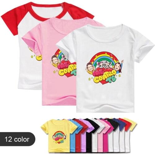 Fashion Me Contro Te Summer Cartoon Style Girls Tops T-Shirts Print Children Short Sleeve T-Shirts Cotton Kids Clothes Boys Tops