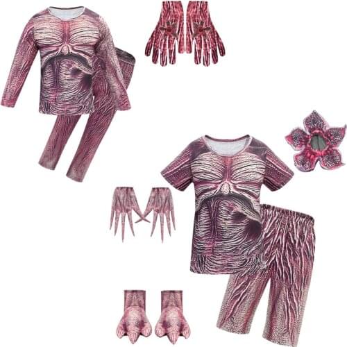Children Halloween Costume Stranger Things Man-eater Flower Scary Cosplay Carnival Party Creepy Clothes+Headgear+Mask DJ Anime