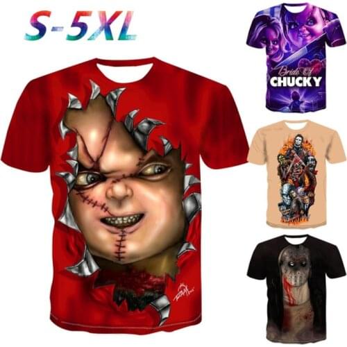 Horror Movie Chucky Printed T-shirt Bride Men and Women 3D Printed Short-sleeved T-shirt XS-5XL