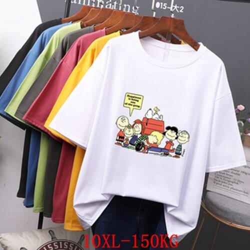 Large size womens T-shirt plus size 7XL 8XL 9XL 10XL summer round neck short sleeve loose black and white red big T-shirt top