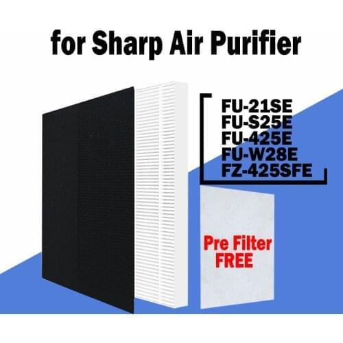 FZ-425SEF Hepa Filter Replacement and Carbon Cotton for Sharp FU-W28E FU-425 340*325*20mm/4mm