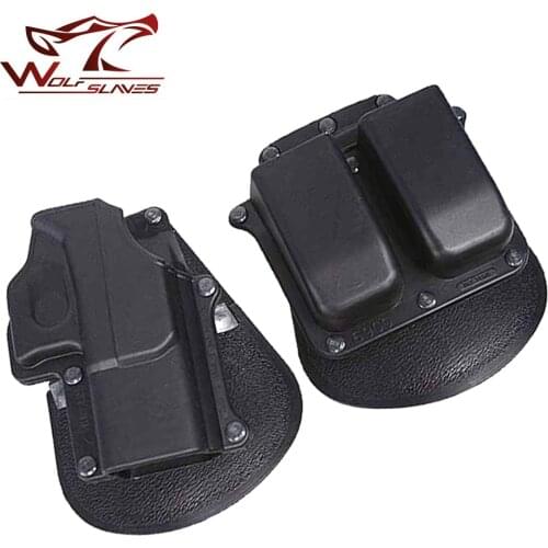 Tactical Pistol Holster Polymer Quick Release Holder Glock 19/23/25/28/32 Right Hand Gun Case Double Magazine Pouch