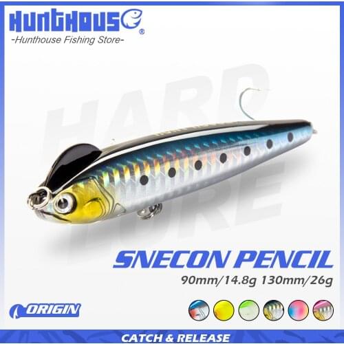 Hunthouse slow sinking pencil fishing lure 90mm 14.8g blue stickbait S-shaped 130mm 26g seawater seabass hard bait lures lw512