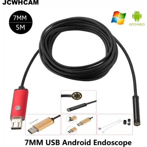 JCWHCAM USB 0.3MP Mobile Endoscope Android 7MM Lens 5M Snake Camera Waterproof Inspection Borescope for Laptop with OTG/UVC