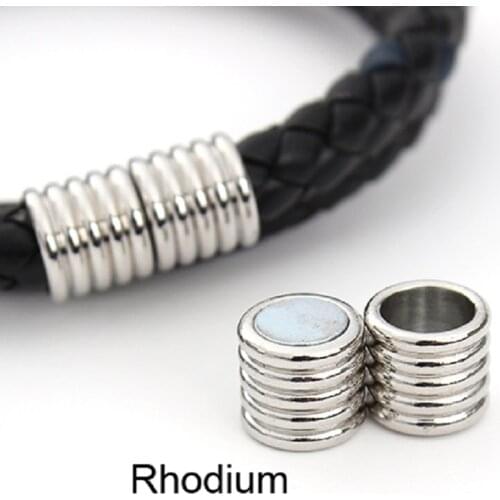 Dia 4/5/6/8mm Jewelry Connector Rhodium Strong Magnetic Clasps 10pcs/lot Leather Cord Bracelets Necklaces End Cap Jewelry Making