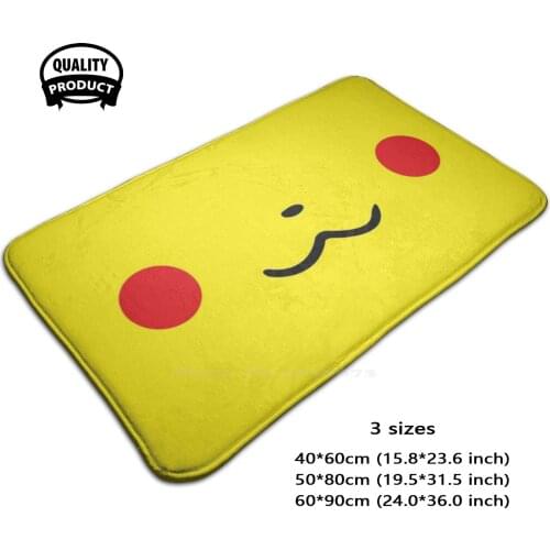Cute Picatchu Soft House Family Anti-Slip Mat Rug Carpet Cute Amine Yellow Kawaii Japan Cat Face Best Selling Trending Mouth