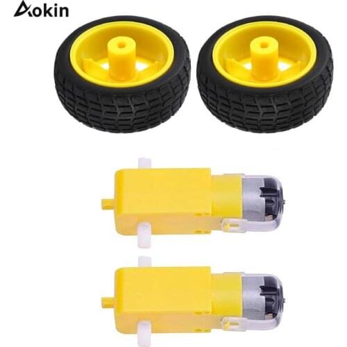 4Pcs/lot 2pcs TT Motor 130motor with 2pcs 65mm wheel Smart Car Robot Gear Motor for Arduino DC3V-6V DC Gear Motor