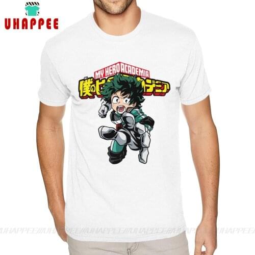 Design My Hero Academia Deku Tees Men Plus Size Short Sleeved Pure Cotton White Crew T Shirt